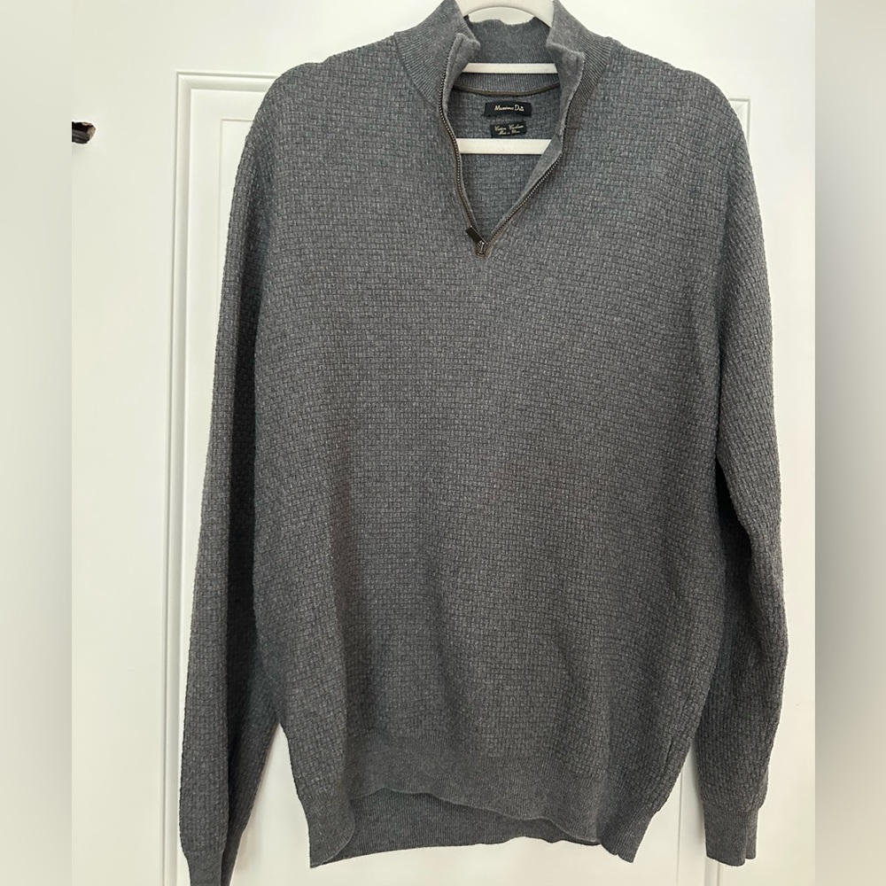 Massimo Dutti men's quarter-zip sweater cotton/cashmere blend